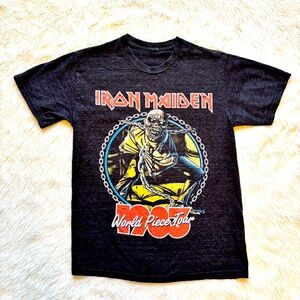 Iron Maiden Band Logo World Piece 1983 Tour Short Sleeve Unisex T Shirt Small